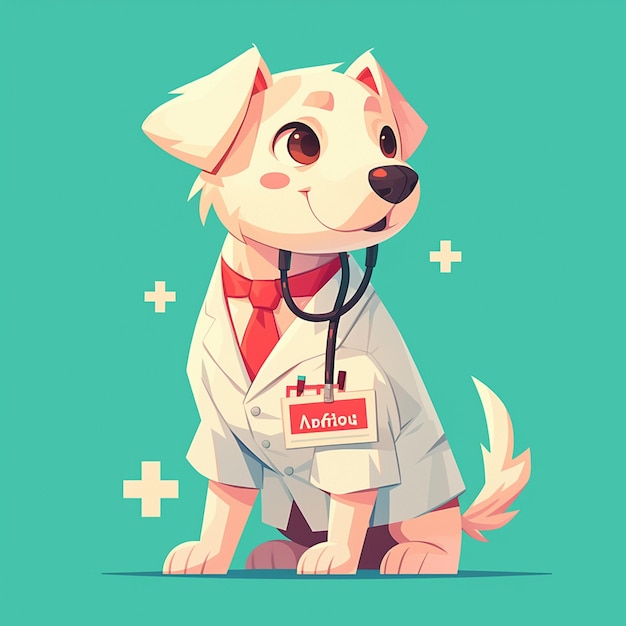 Vector a responsible dog nurse cartoon style