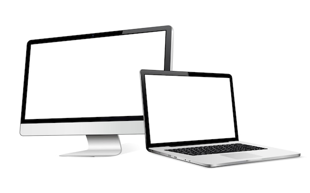 Vector responsive design computer display with laptop