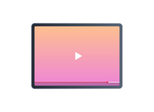 Responsive design play button and video interface on smart devices flat vector illustration