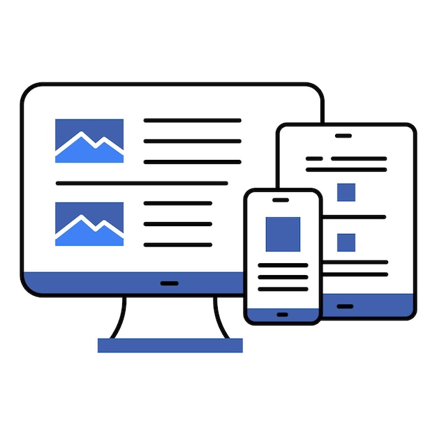 Responsive Design Vector Icon Representing Flexible Website Layout for All Digital Devices