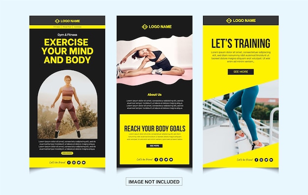 Vector responsive professional email marketing newsletter template design or fitness newsletter