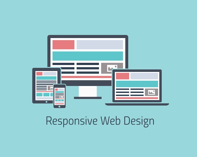 responsive web design development vector flat style
