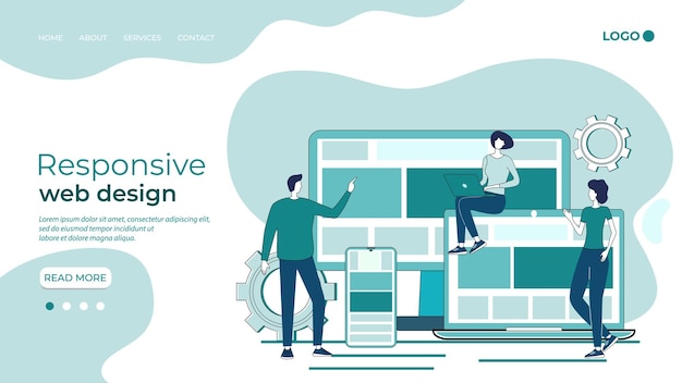 Responsive web designle persone sviluppano un sito web reattivo interfaceui ux designer