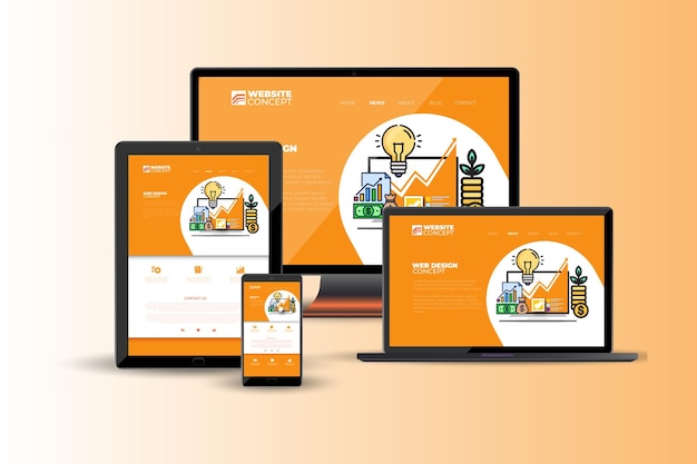 Vector responsive website design and landing page concept