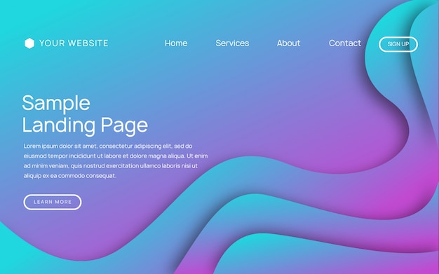 responsive website or mobile app landing page with abstract illustration