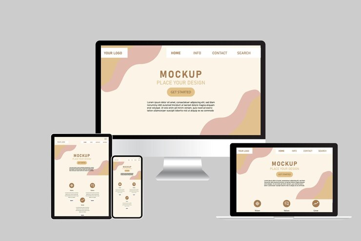 Vector responsive website mockup