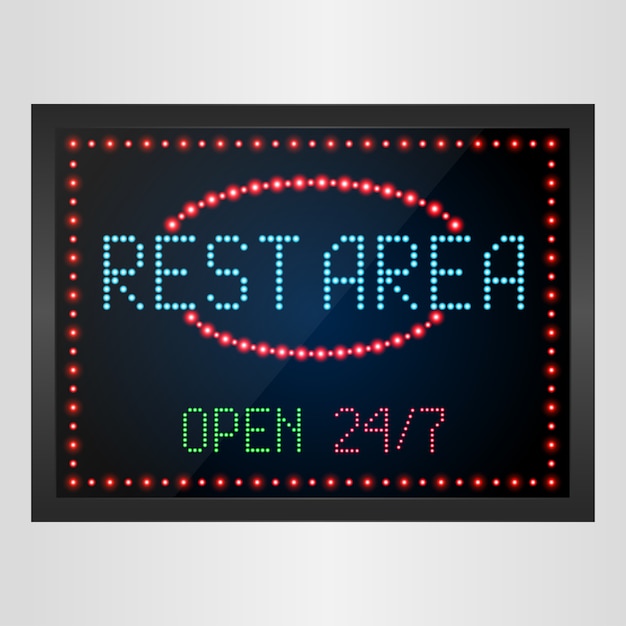 Vector rest area sign in led light panel signboard