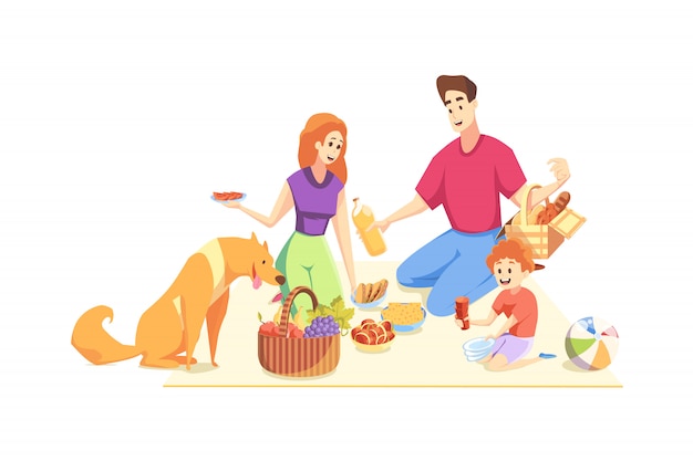 Riposo, picnic, famiglia, paternità, maternità, concetto di infanzia