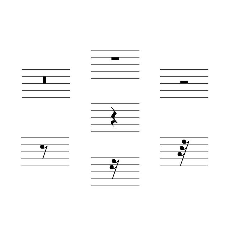 Vector rest symbol set flat vector musical notation symbols musical flashcard