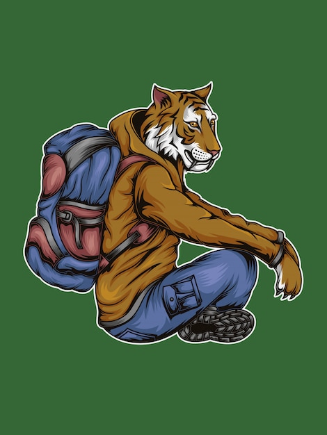 Vector rest tiger backpacker