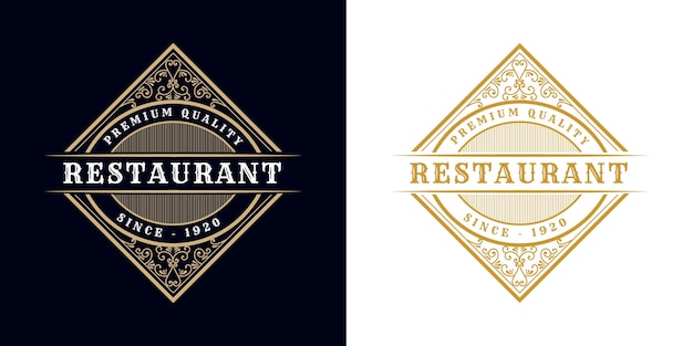 Restaurant. antique retro luxury victorian calligraphic  logo