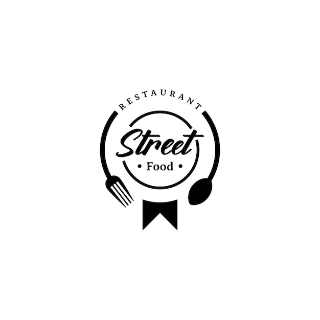 Вектор Ресторан-бар бистро дизайн логотипа уличной еды вдохновение