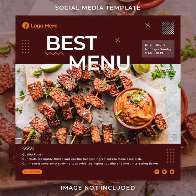 Restaurant best menu design Instagram post template