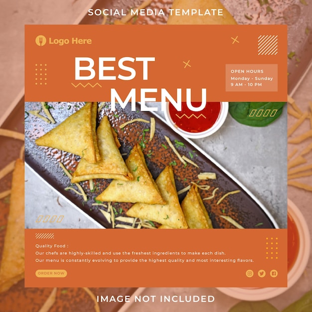 Vector restaurant beste menu-ontwerp instagram postsjabloon