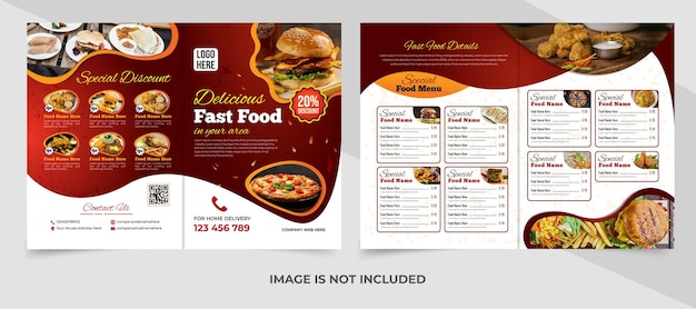 Restaurant Bifold Brochure Fast Food Menu Smakelijk Sjabloonontwerp