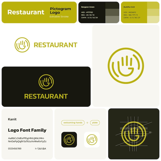 Vettore modello di branding del ristorante con logo creativo