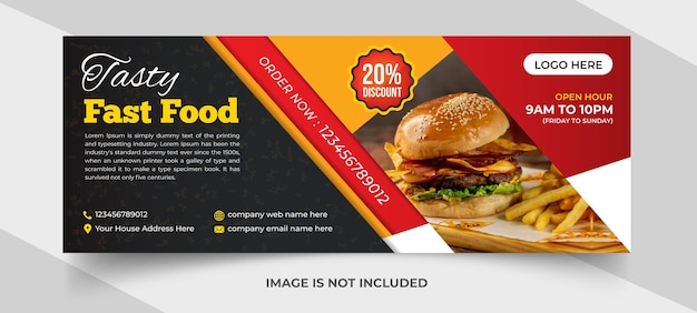 Brochure ristorante menu fast food design gustoso modello di post sui social media