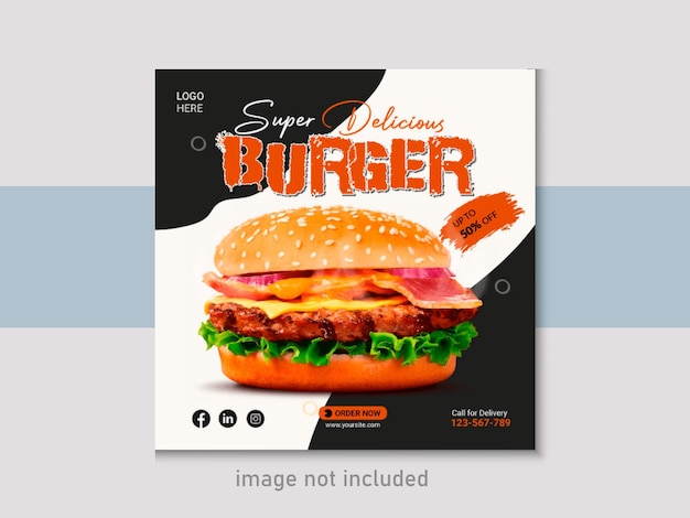 Restaurant Burger Social Media Post Design Template