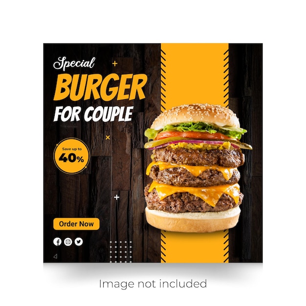 Restaurant Burger Social Media Post Template