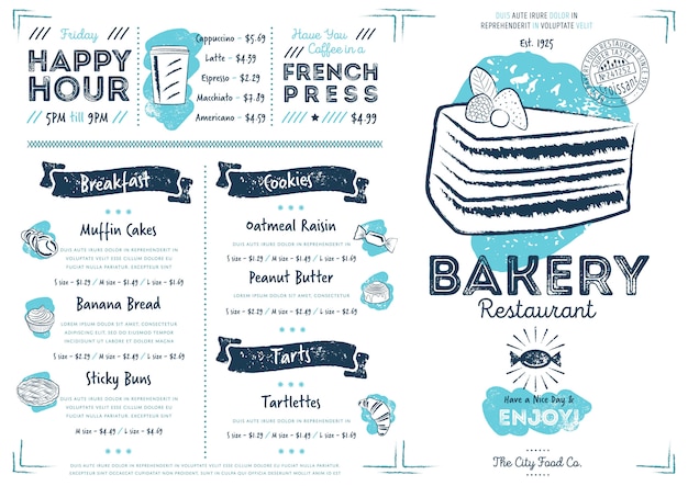 Restaurant cafe bakery menu template