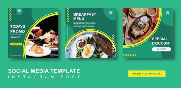 Restaurant and cafe breakfast menu social media template