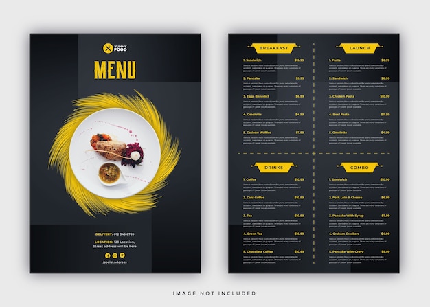 Restaurant café eten menusjabloon met omslag