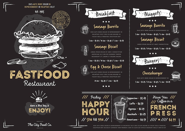 Restaurant cafe fast food menu template