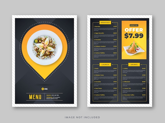 Vector restaurant cafe food menu template with cover