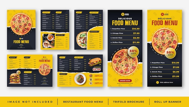 Restaurant cafe food menu, trifold brochure template,