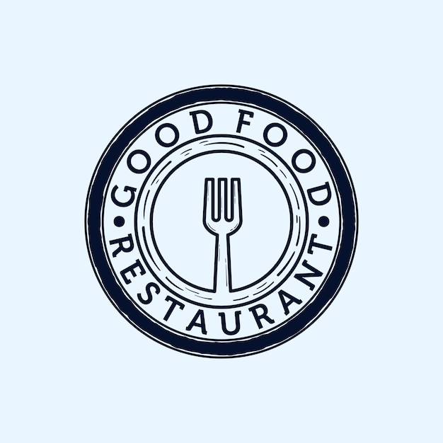 レストランやカフェのラインアートモダンなロゴベクトルフォークロゴデザイン食品ロゴデザインのインスピレーション