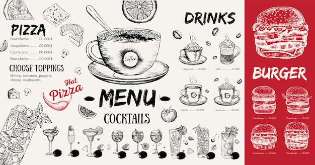 restaurant cafe menu sjabloon ontwerp voedsel flyer