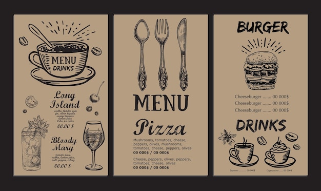 Restaurant café menu, sjabloonontwerp. voedsel folder.