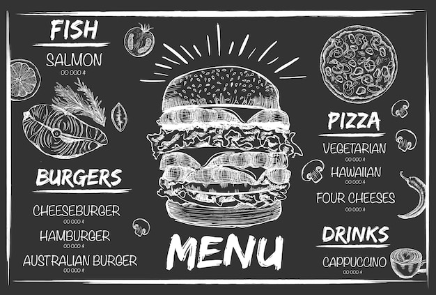 Vector restaurant cafe menu, template design. food flyer.