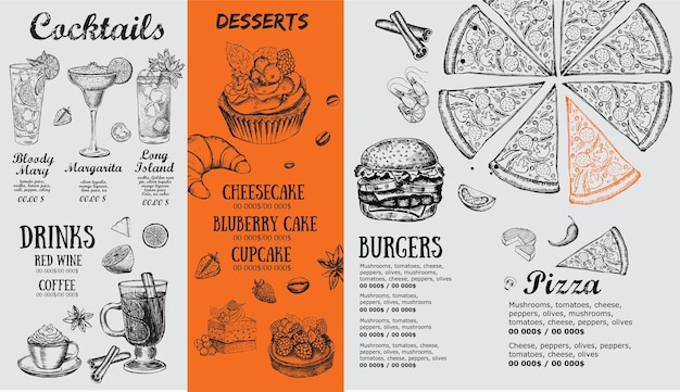 Vector restaurant cafe menu template design food flyer