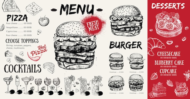 Restaurant cafe menu template design Food flyer