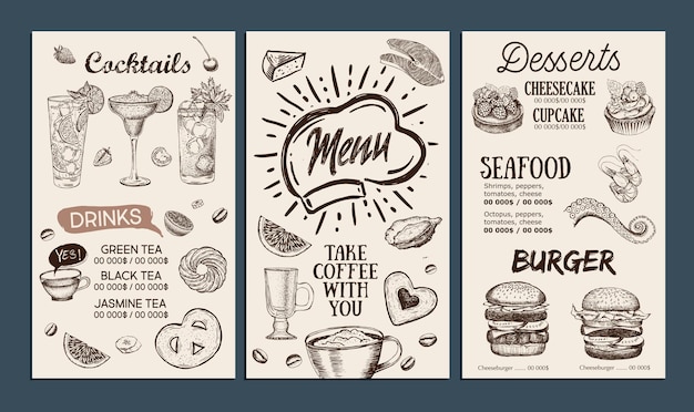 Vector restaurant cafe menu template design food flyer