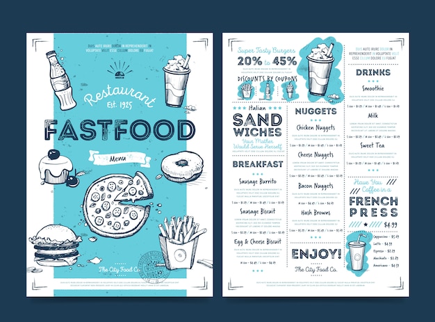 Vector restaurant cafe menu template design, vector