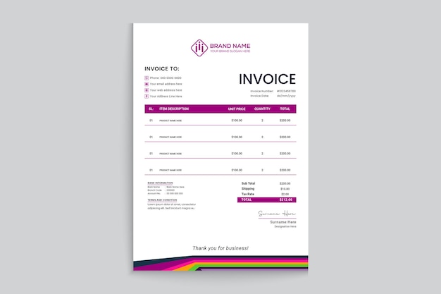 Restaurant company invoice design