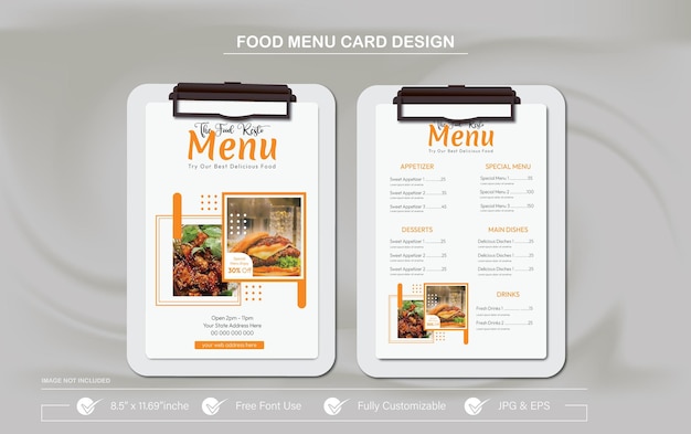 Restaurant delicious food social media menu design for fast food mockup