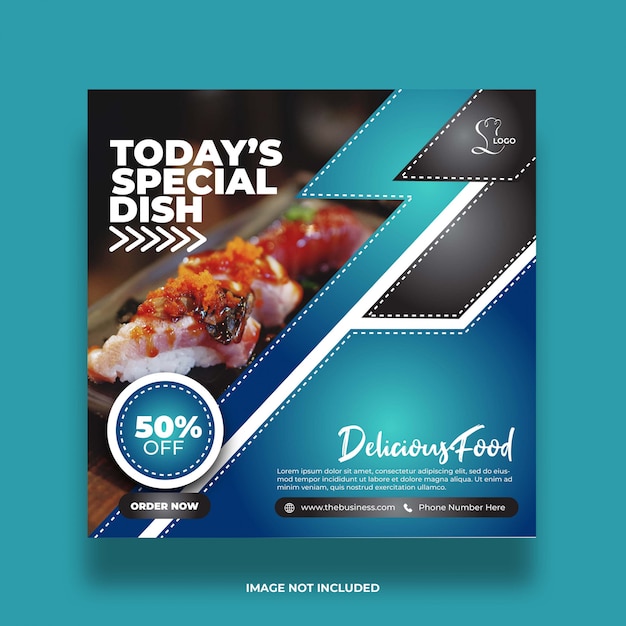 Restaurant delicious special dish food colorful social media post minimal abstract premium template