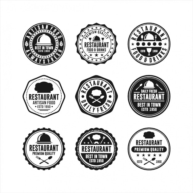 Vector restaurant design vector badge stamps set