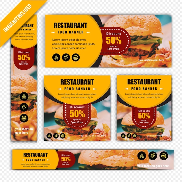 Restaurant discount web banner set