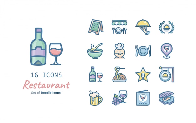 Restaurant Doodle Icon Collection