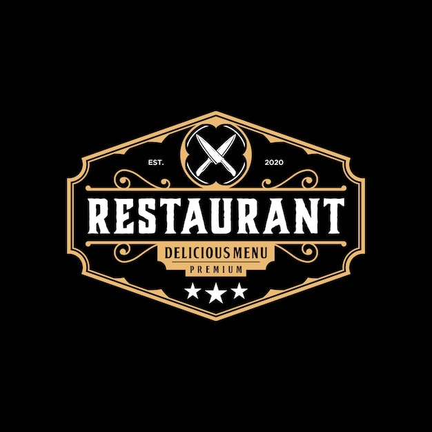 Restaurant elegant logo vintage design premium template