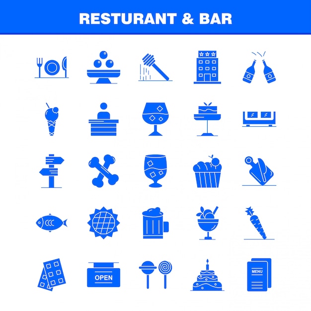 Restaurant en bar solide glyph-pictogram