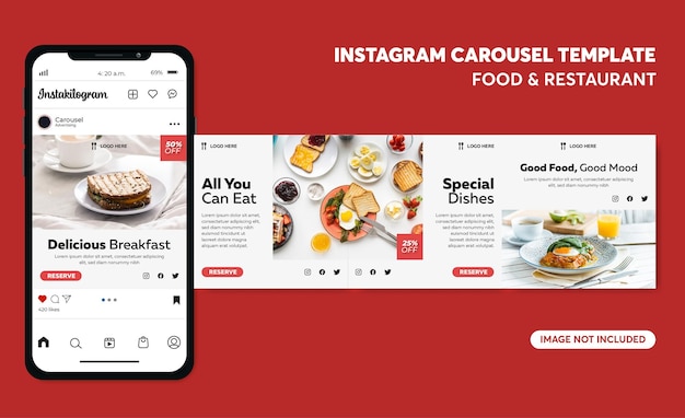 Restaurant en voedselpromotie instagram-carrouselsjabloon