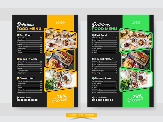Restaurant eten menu flyer ontwerp