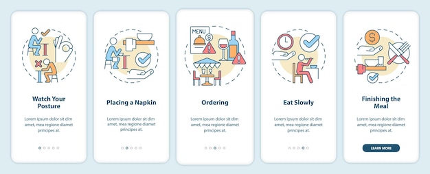 Restaurant etiquette onboarding mobile app screen