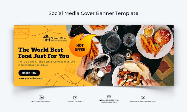 Vector restaurant facebook cover banner template