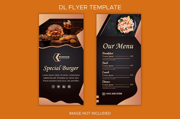 Restaurant fast food marketing rack card or dl flyer template